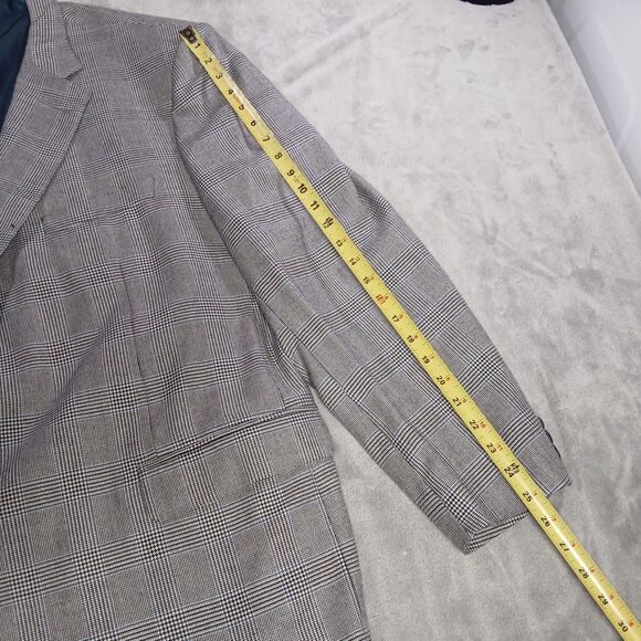 Samuelsohn Mens 52R Cashmere Sport Coat Blazer Jacket Gray Houndstooth Plaid - Picture 8 of 11